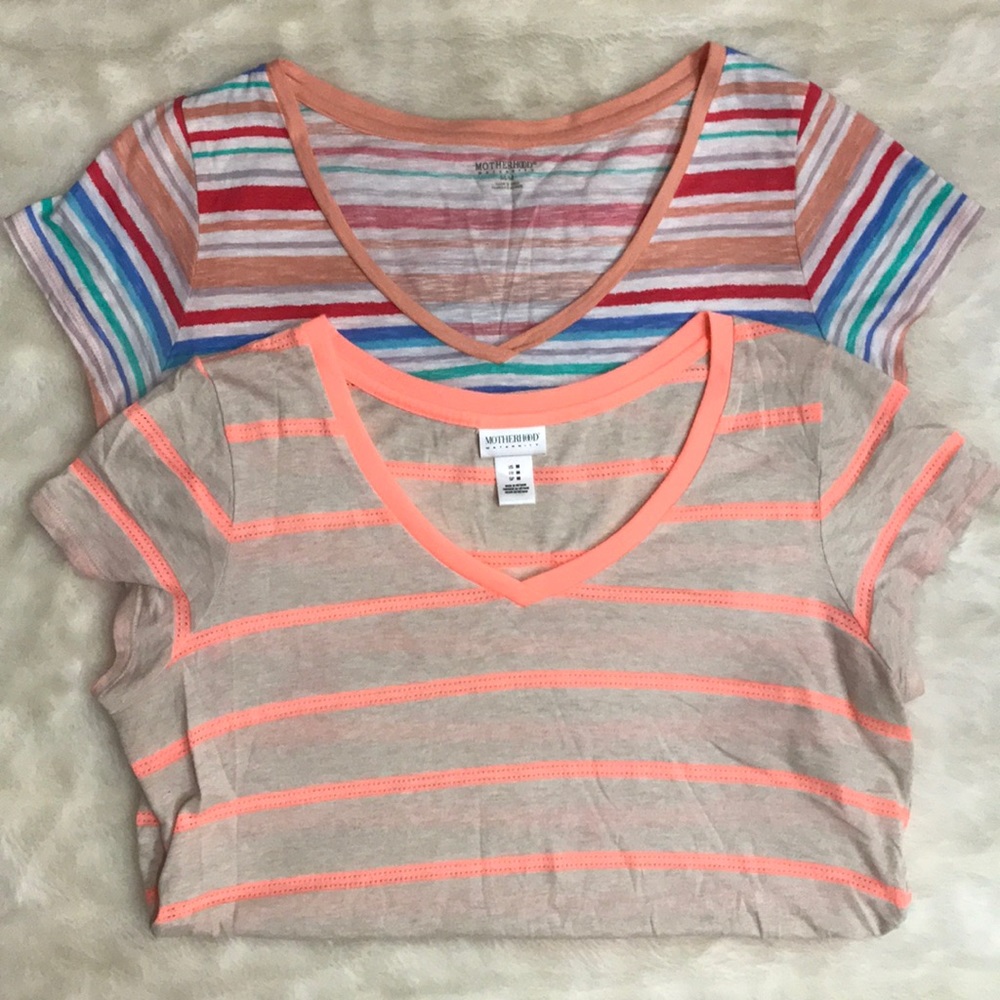 [Motherhood maternity] striped tee-shirt bundle